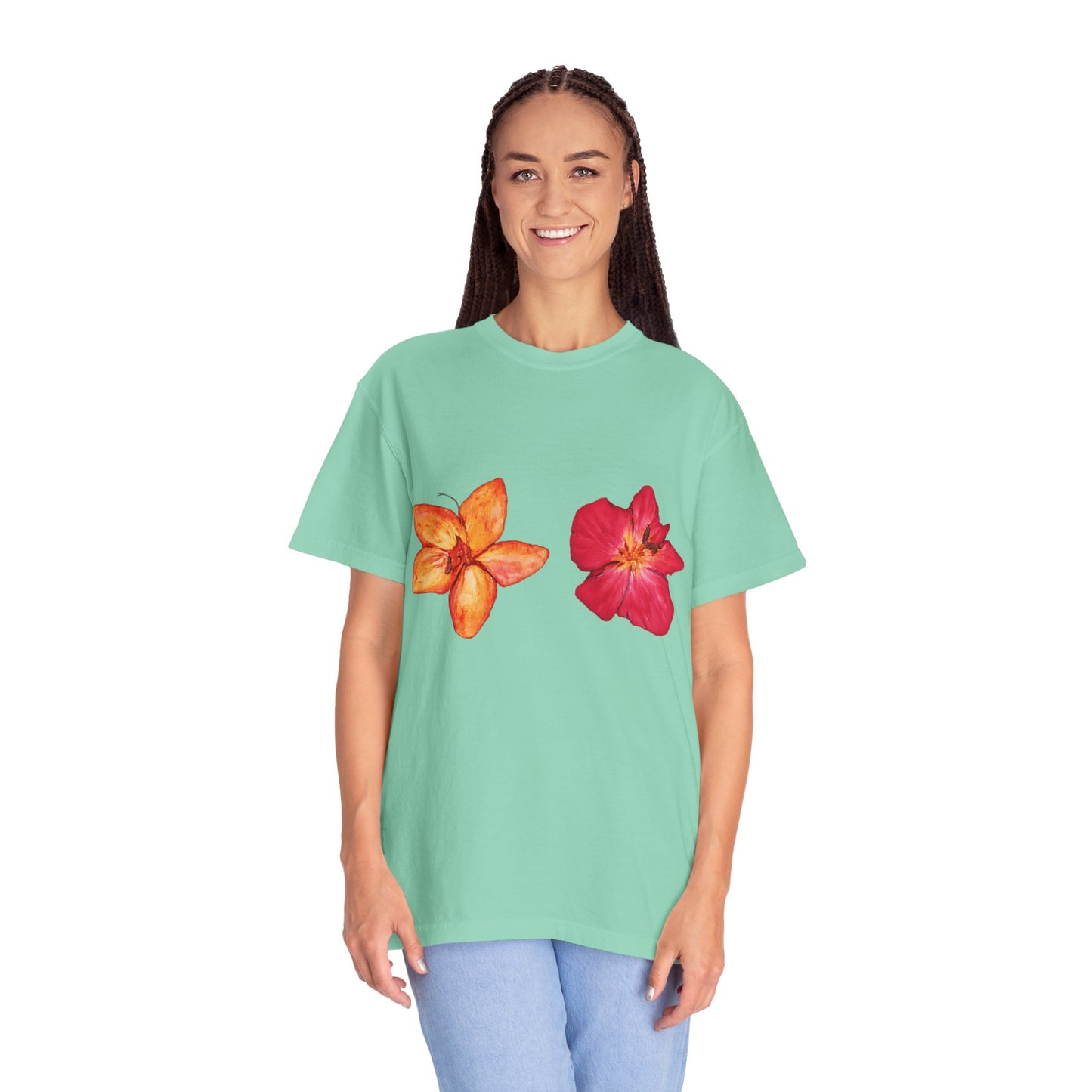 Floral Duo T-Shirt — Watercolor Hibiscus & Plumeria Tee