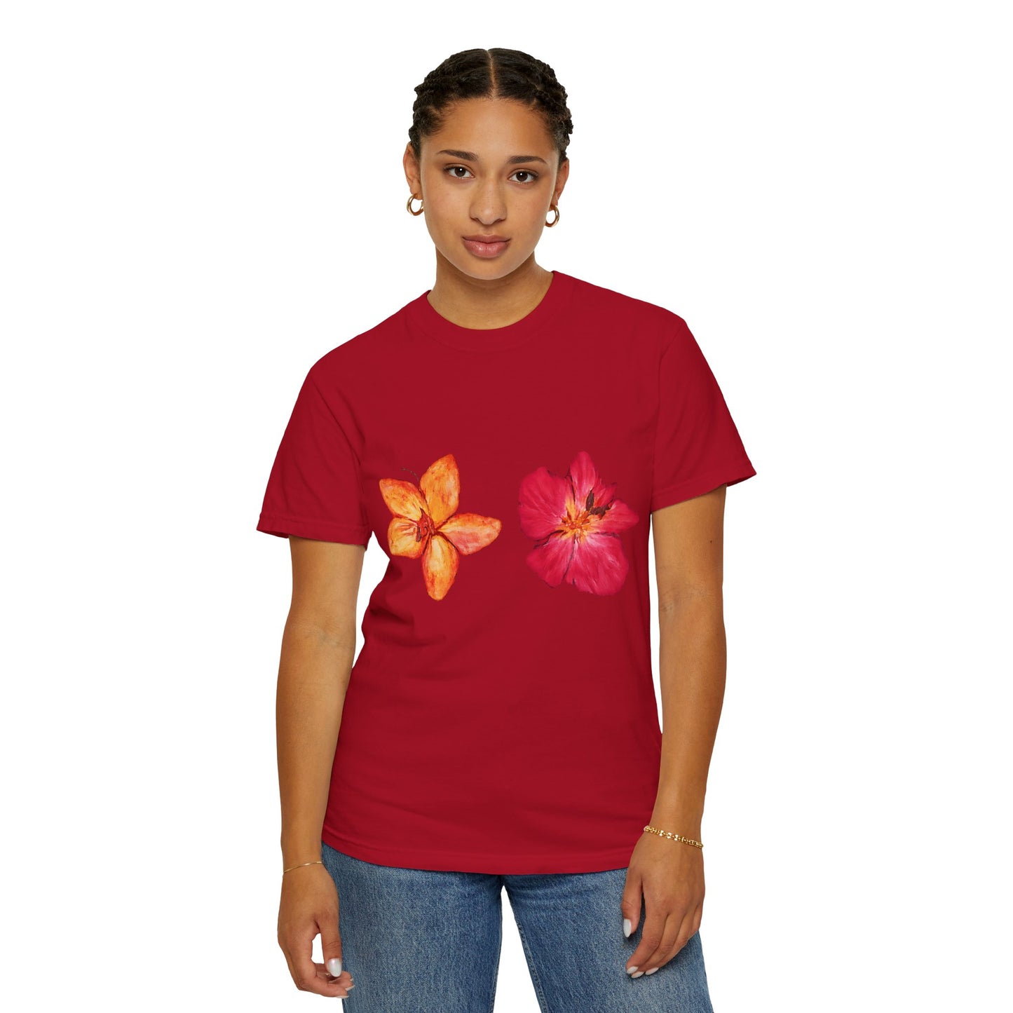 Floral Duo T-Shirt — Watercolor Hibiscus & Plumeria Tee